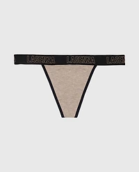 G-String Panty with Logo Leafless Tree Heather
