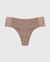 Cheeky Thong Panty with Logo Leafless Tree