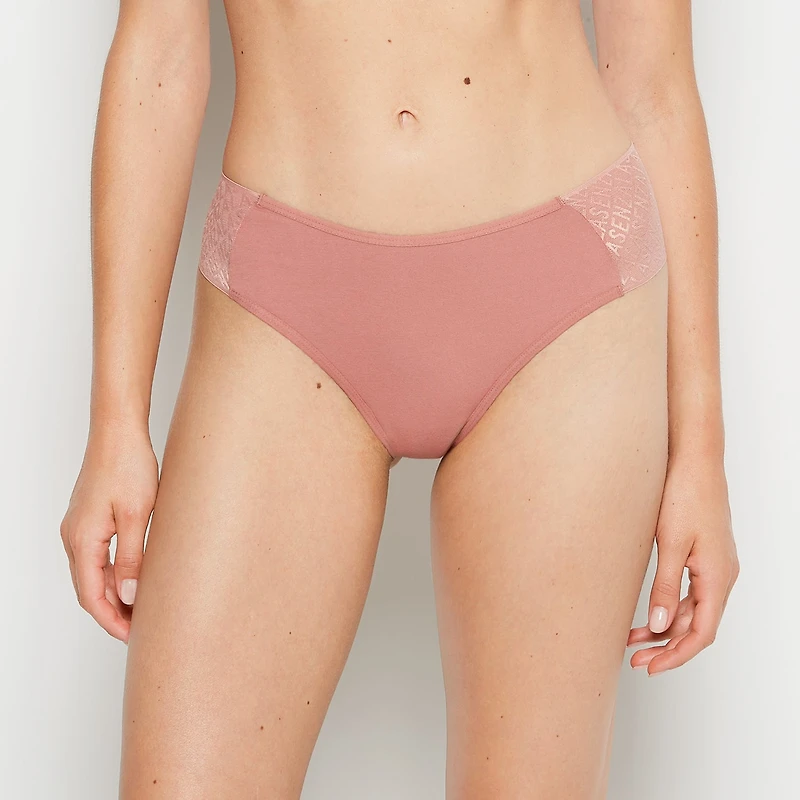 Cheeky Thong Panty with Logo Old Rose