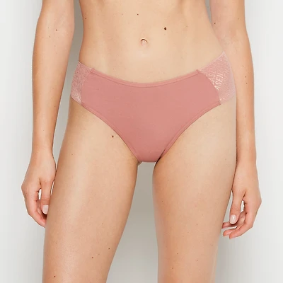 Cheeky Thong Panty with Logo Old Rose