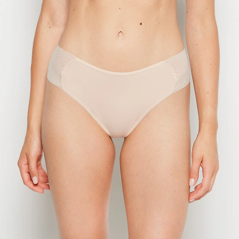 Cheeky Thong Panty with Logo Cameo Rose