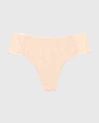 Cheeky Thong Panty with Logo Cameo Rose