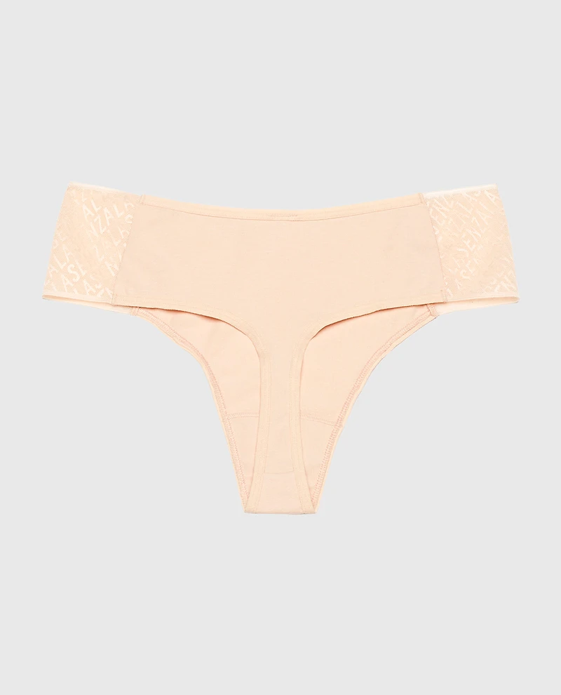 Cheeky Thong Panty with Logo Cameo Rose