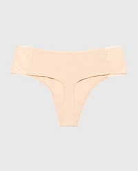 Cheeky Thong Panty with Logo Cameo Rose