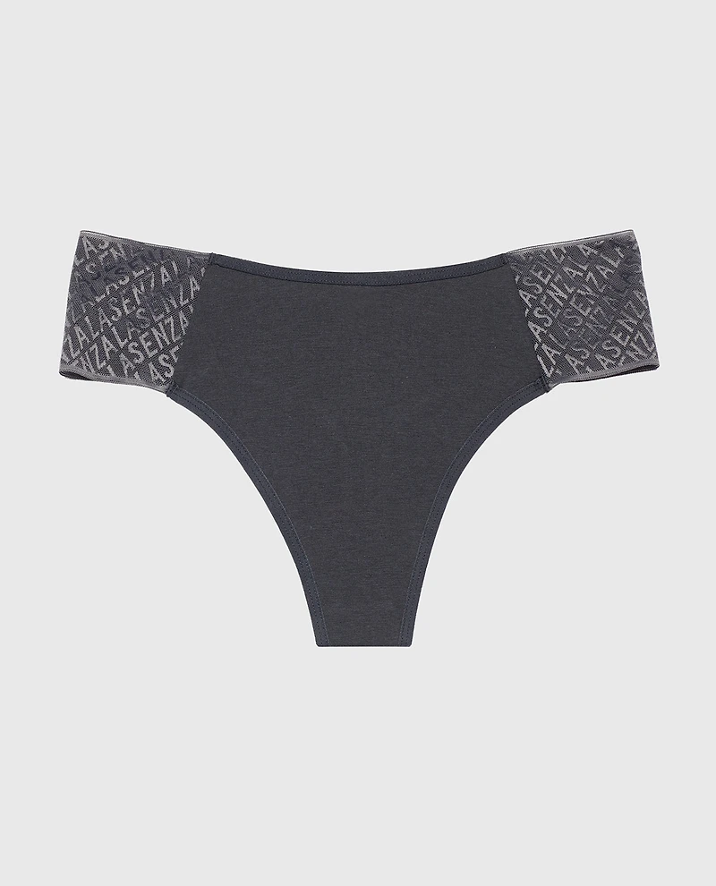 Culotte tanga coquine avec logo Ébène