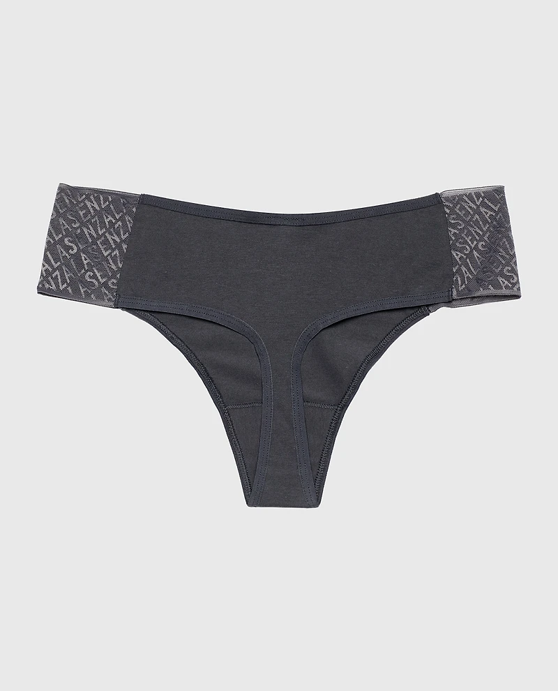 Culotte tanga coquine avec logo Ébène