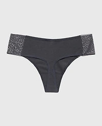 Culotte tanga coquine avec logo Ébène