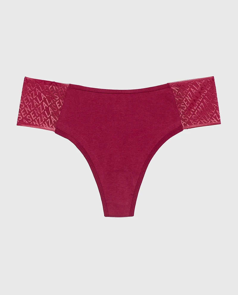Cheeky Thong Panty with Logo Beaujolais