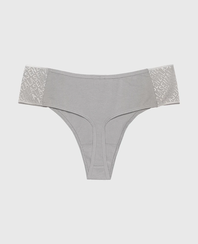 Cheeky Thong Panty with Logo Skyrocket