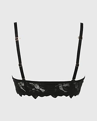 Front Close Push Up Bra with Reverie Lace Tuxedo Black
