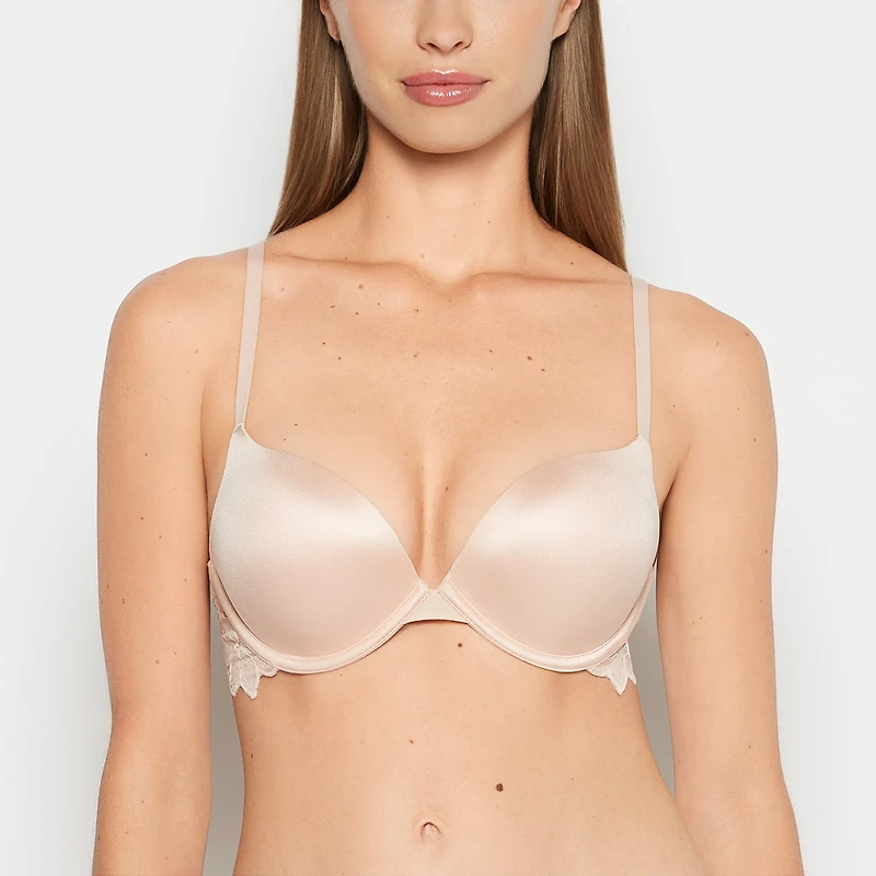 Micro cup push up bra with Reverie Lace Wing Cameo Rose