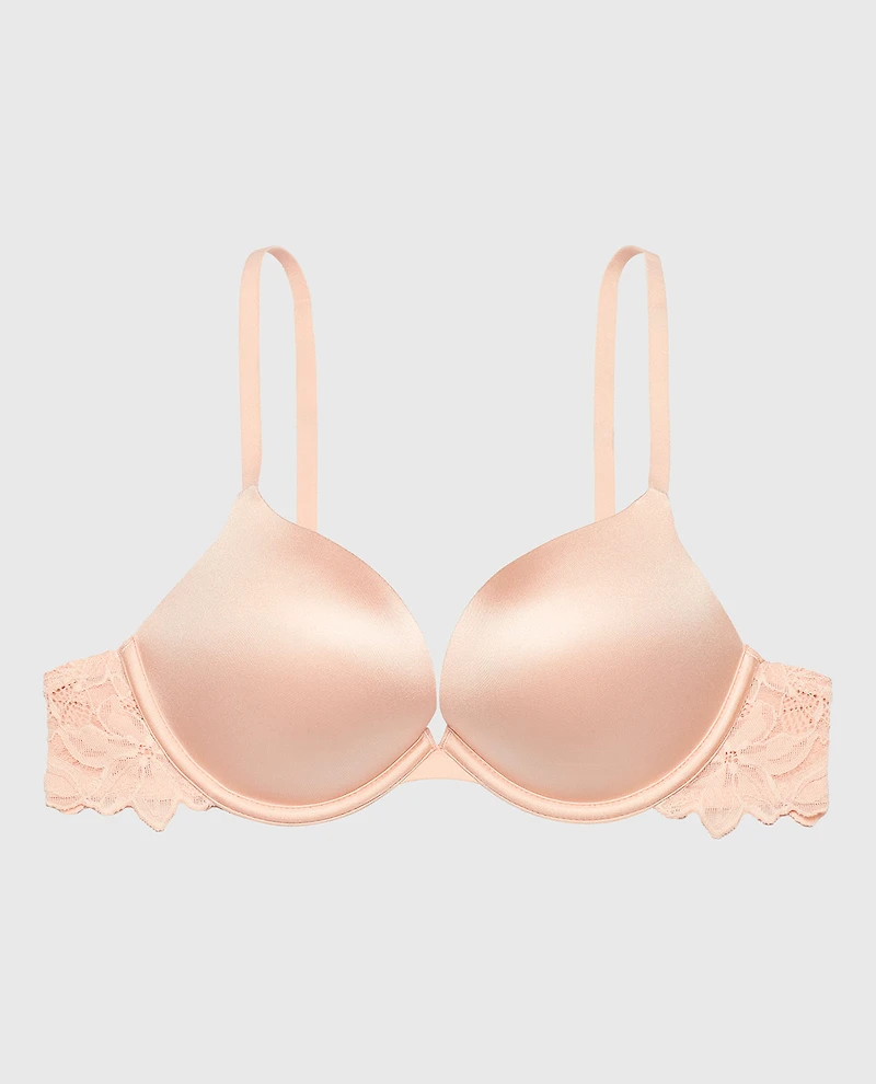 Micro cup push up bra with Reverie Lace Wing Cameo Rose