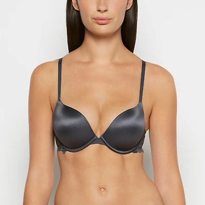 Micro cup push up bra with Reverie Lace Wing Ebony