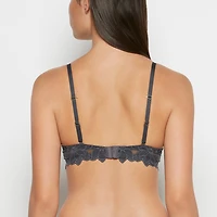 Soutien-gorge pigeonnant en microfibre avec côté de dentelle Rêverie Ébène