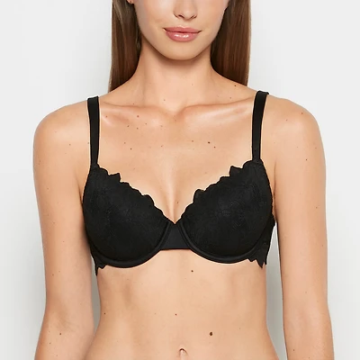 Lightly lined Full Coverage All Over Reverie Lace Bra Tuxedo Black