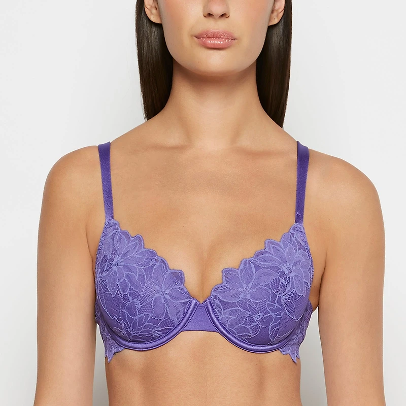 Soutien-gorge couverture complète légèrement doublé en dentelle Rêverie Opulence pourpre