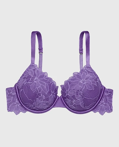 Lightly lined Full Coverage All Over Reverie Lace Bra Purple Opulence