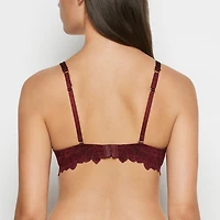 Lightly Lined Micro Cup Reverie Bra with Lace Wing Russian Ruby
