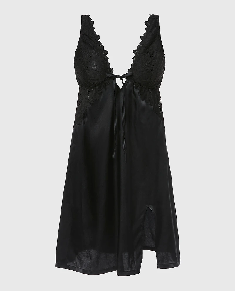 Satin Slip Tuxedo Black