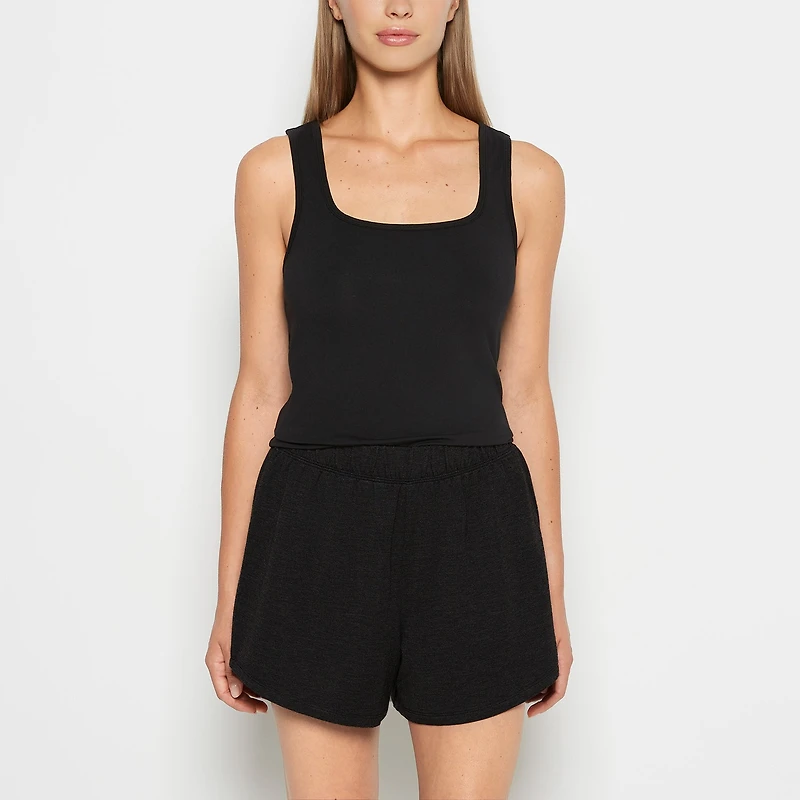 Square Neck Sleep Tank Tuxedo Black