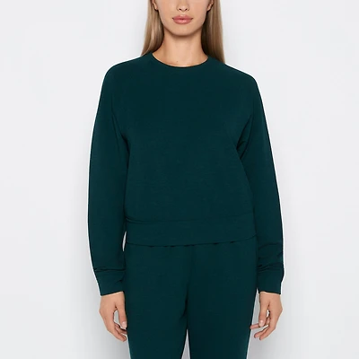 French Terry Crew Neck Sleep Top Emerald Green Heather