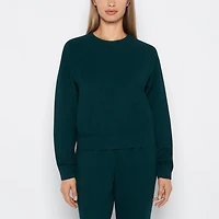 French Terry Crew Neck Sleep Top Emerald Green Heather