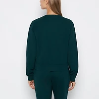 French Terry Crew Neck Sleep Top Emerald Green Heather