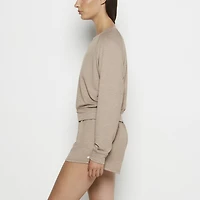 French Terry Crew Neck Sleep Top Leafless Tree Heather
