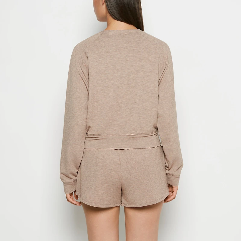 French Terry Crew Neck Sleep Top Leafless Tree Heather