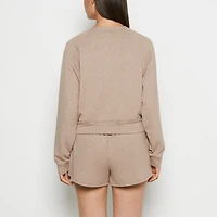 French Terry Crew Neck Sleep Top Leafless Tree Heather