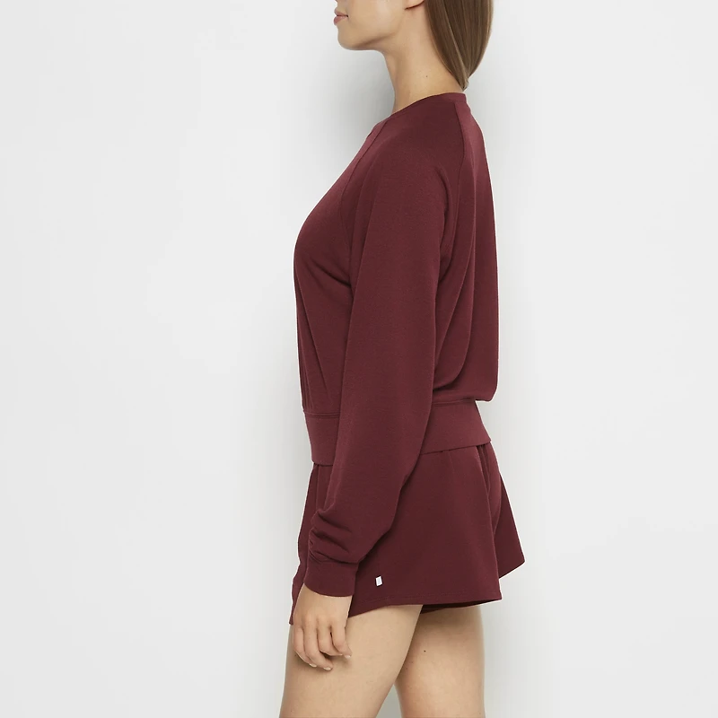 French Terry Crew Neck Sleep Top Russian Ruby Heather
