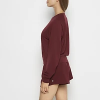French Terry Crew Neck Sleep Top Russian Ruby Heather