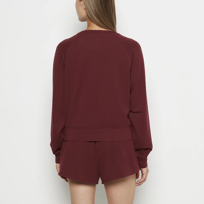 French Terry Crew Neck Sleep Top Russian Ruby Heather