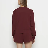 French Terry Crew Neck Sleep Top Russian Ruby Heather
