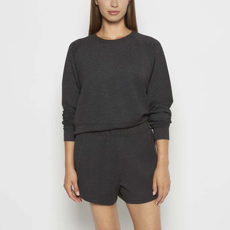 French Terry Crew Neck Sleep Top Charcoal Heather