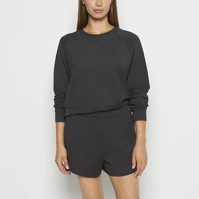 French Terry Crew Neck Sleep Top Charcoal Heather