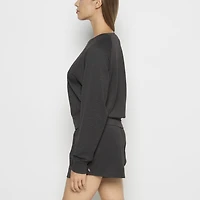 French Terry Crew Neck Sleep Top Charcoal Heather
