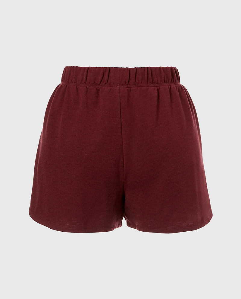 Short de nuit  en molleton Rubis russe chiné