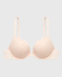 Push Up Plunge Bra With Charmed Lace Pearl Blush