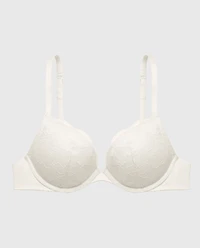 Push Up Plunge Bra With Charmed Lace  Ivory