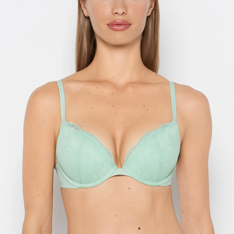 Charmed Push Up Plunge Lace Cup Bra Hemlock
