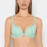 Charmed Push Up Plunge Lace Cup Bra Hemlock