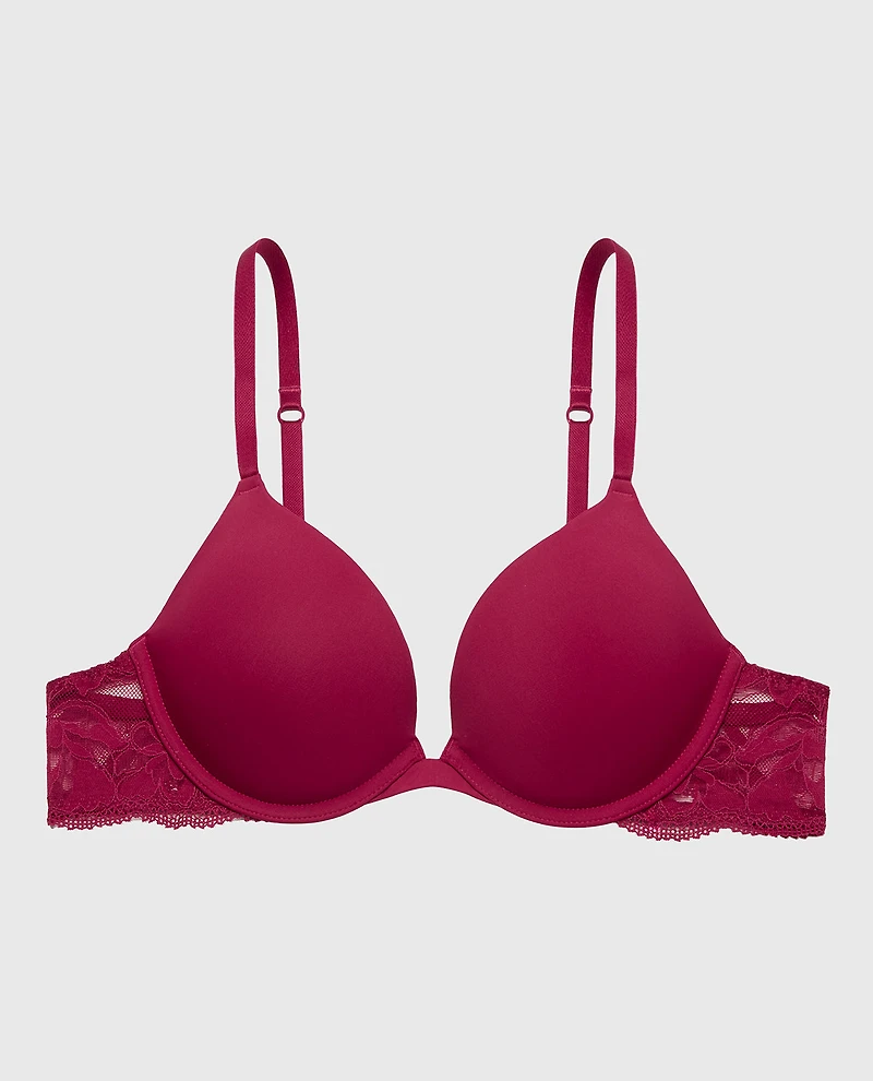 Smooth Push Up Plunge Bra With Charmed Lace Wing Plum Rose