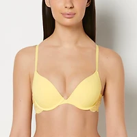Smooth Push Up Plunge Bra With Charmed Lace Wing Pale Banana