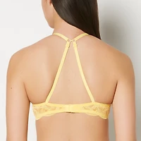 Smooth Push Up Plunge Bra With Charmed Lace Wing Pale Banana