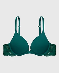 Charmed Micro Cup Bra with Lace Wing Emerald Green
