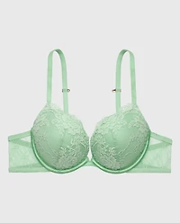 Push up Opulent Lace bra with Mesh Wing Hemlock