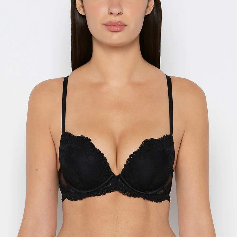 Push up Opulent lace bra with cradle Tuxedo Black