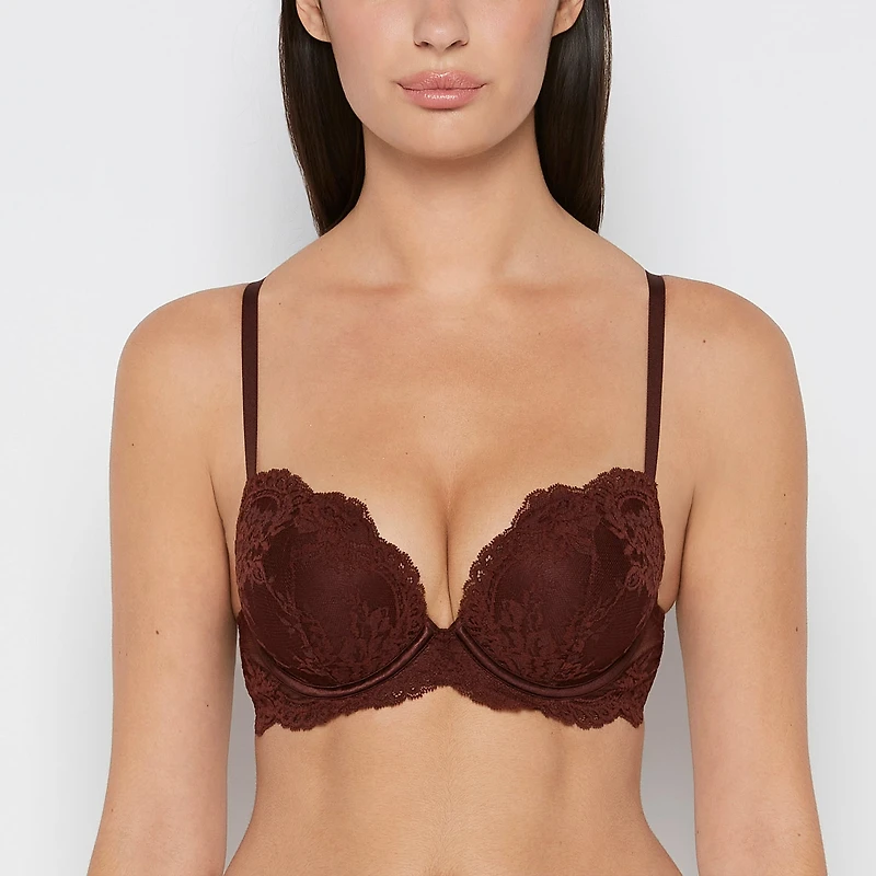 Push up Opulent lace bra with cradle Bitter Chocolate