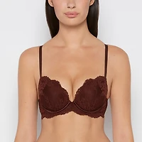 Push up Opulent lace bra with cradle Bitter Chocolate
